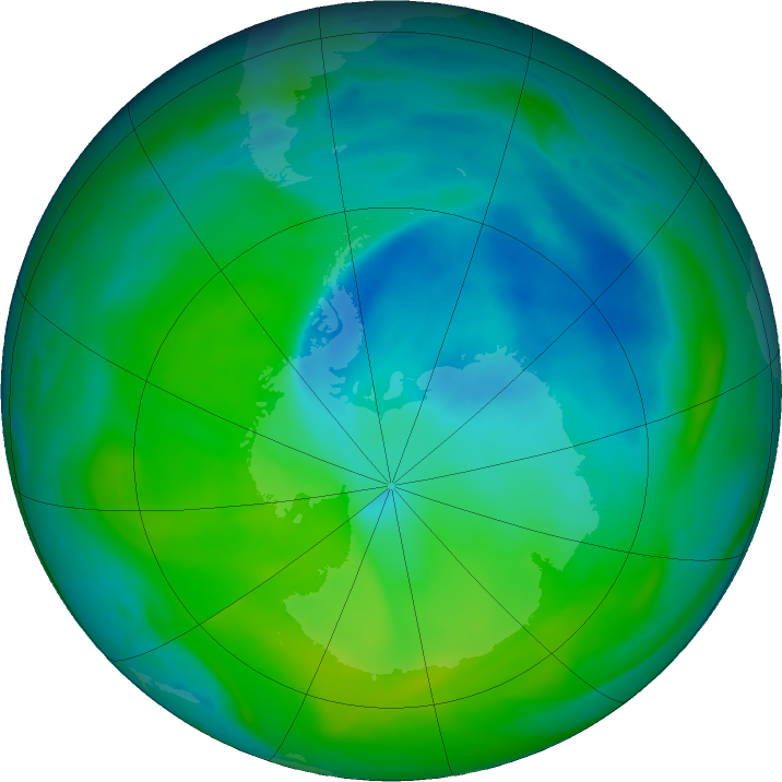 Antarctic ozone map for 20 December 2023